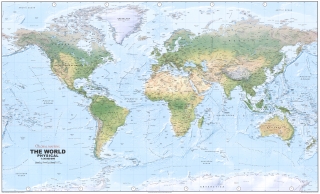 nástenná mapa Svet fyzický 83x136cm lamino, lišty GM