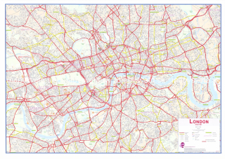 nástenná mapa Londýn Central XL 120x169cm lamino, lišty