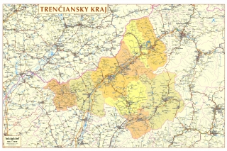 nástenná mapa Trenčiansky kraj administratívne členenie 66x96cm lamino, lišty