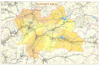 nástenná mapa Žilinský kraj administratívne členenie 66x96cm lamino, lišty