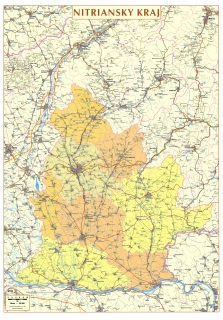 nástenná mapa Nitriansky kraj administratívne členenie 96x66cm lamino, lišty