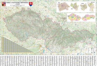 nástenná mapa Slovensko a Česko automapa 140x200cm lamino, lišty