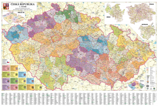 Česká republika administratívna 90x135cm lamino, lišty nástenná mapa