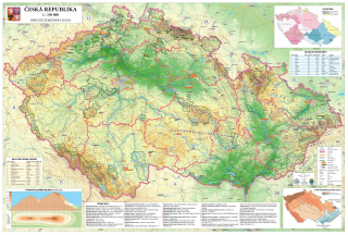 Česká republika zemepisná 100x140cm lamino, lišty nástenná mapa