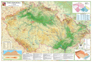 Česká republika zemepisná 140x200cm lamino, lišty nástenná mapa