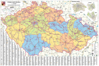 Česká republika železničná 93x137cm lamino, lišty nástenná mapa