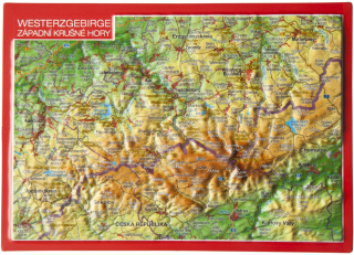 Krušné Hory západ (Česko,Nemecko Westerzgebirge) reliéfna 3D mapka 10,5x14,8cm