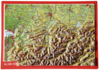 Allgäu juh (Nemecko) reliéfna 3D mapka 10,5x14,8cm