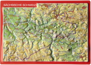NP Saské Švajčiarsko (Nemecko,Sächsische Schweiz) reliéfna 3D mapka 10,5x14,8cm