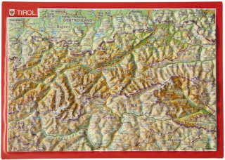Tirolsko (Rakúsko, Tirol, Tyrol) reliéfna 3D mapka 10,5x14,8cm