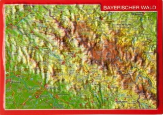 NP Bavorský les (Nemecko Bayerischer Wald) reliéf 3D mapka 10,5x14,8cm