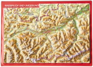 Innsbruck a okolie (Rakúsko) reliéfna 3D mapka 10,5x14,8cm
