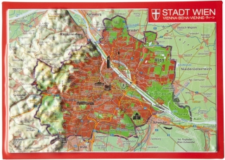 Viedeň (Rakúsko, Vienna) reliéfna 3D mapka 10,5x14,8cm