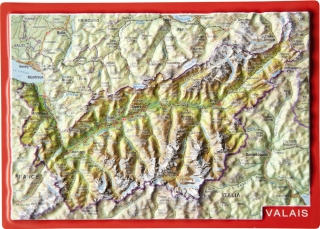 Valais (Švajčiarsko) reliéfna 3D mapka 10,5x14,8cm