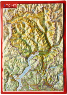 Ticino, Tessin (Švajčiarsko) reliéfna 3D mapka 14,8x10,5cm