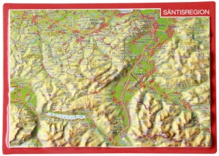 Säntis región (Švajčiarsko) reliéfna 3D mapka 10,5x14,8cm