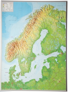 Škandinávia reliéfna 3D mapa 77x57cm
