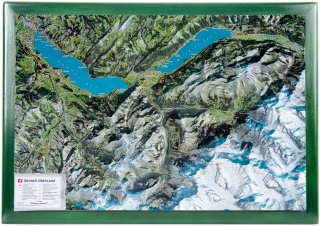 Bernské Alpy (Švajčiarsko, Bernese Oberland) reliéfna s ortofoto 3D mapa 35x50cm
