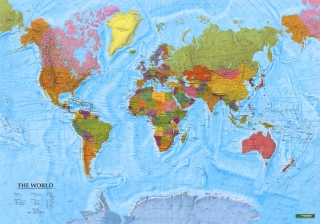 nástenná mapa Svet politický XXL 130x202cm lamino, lišty