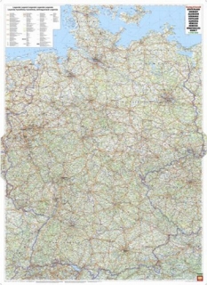 nástenná mapa Nemecko cestná 1:700t 129x94cm lamino, plastové lišty
