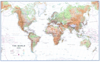 nástenná mapa Svet geografický WHITE 85x136cm lamino, lišty