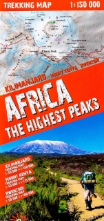 Afrika najvyššie vrcholy / Kilimanjaro,Mount Kenya,Rwenzori 1:50t trekking mapa
