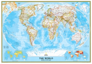 nástenná mapa Svet politický CLASSIC 77x111cm, zapichovací v ráme NGS
