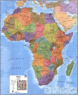 nástenná mapa Afrika politická Terra 120x100cm lamino, plastové lišty MI