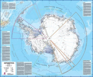 nástenná mapa Antarktída politická 100x120cm lamino, plastové lišty MI