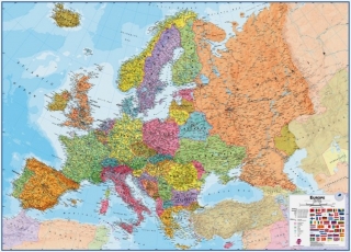 nástenná mapa Európa politická Terra 100x136cm lamino, plastové lišty MI