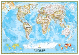 nástenná mapa Svet politický CLASSIC 122x176cm, lamino plastové lišty NGS