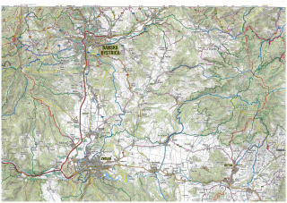 Štiavnické vrchy, Kremnické vrchy 84,5x66cm turistická nástenná mapa 1:100t