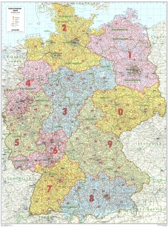 nástenná mapa Nemecko PSČ III. 95,5x128cm lamino, lišty