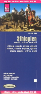Ethiopia, Somalia, Eritrea, Djibouti 1:1,8mil skladaná mapa RKH
