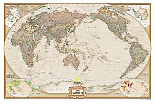nástenná mapa Svet politický EXECUTIVE Pacifik 78x117cm, lamino plast lišty NGS
