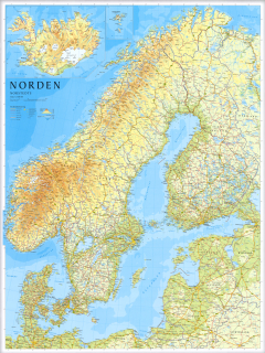nástenná mapa Škandinávia, severná EU geografická 102x77cm, 1:2mil lamino, lišty