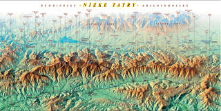 nástenná mapa Ďumbierske, Nízke Tatry, Kráľovohoľské 52x100cm panoramatická
