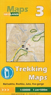 3 Barisakho, Roshka, Juta, Asa gorge (Gruzínsko, Georgia) 1:50t trekingová mapa