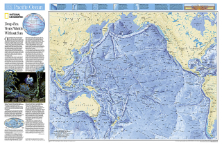 nástenná mapa Pacifický oceán 62x107cm, lamino plastové lišty NGS