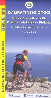 Dalmácia sever (Šolta-Brač-Hvar-Vis-Korčula-Makarska-Biokovo) 1:100t mapa