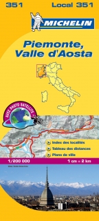 351 Piemonte, Valle d´Aosta (Taliansko) mapa 1:200tis MICHELIN