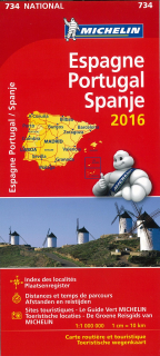 734 Španielsko, Portugalsko 2016 (Spain, Portugal) mapa 1:1mil MICHELIN