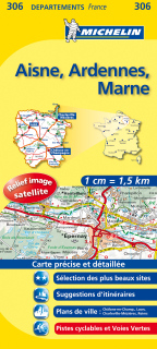 306 Aisne, Ardennes, Marne 2016 (Francúzsko) 1:150tis local mapa MICHELIN