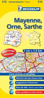310 Mayenne, Orne, Sarthe 2016 (Francúzsko) 1:150tis local mapa MICHELIN