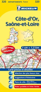 320 Côte-d'Or, Saône-et-Loire 2016 (Francúzsko) 1:150tis local mapa MICHELIN