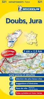 321 Doubs, Jura 2016 (Francúzsko) 1:150tis local mapa MICHELIN