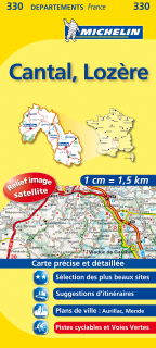 330 Cantal, Lozère 2016 (Francúzsko) 1:150tis local mapa MICHELIN