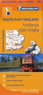 504 SouthEast England,Midlands, East Anglia (Británia) 400t region.mapa MICHELIN