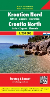 Chorvátsko sever Istria,Záhreb,Slawonien (Croatia) 200t automapa Freytag Berndt