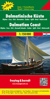 Dalmátske pobrežie-Rijeka,Cres,Krk,Kornaty,Zadar,Split,Brač,Dubrovník 150t mapa